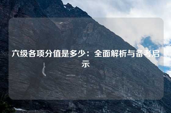 六级各项分值是多少：全面解析与备考启示