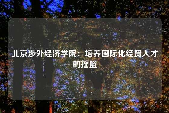 北京涉外经济学院：培养国际化经贸人才的摇篮