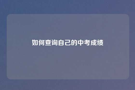 如何查询自己的中考成绩