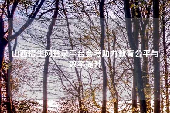 山西招生网登录平台会考助力教育公平与效率提升
