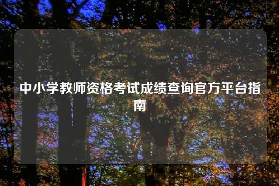 中小学教师资格考试成绩查询官方平台指南