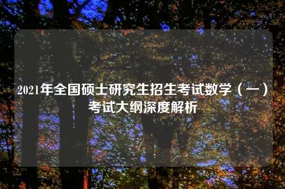 2021年全国硕士研究生招生考试数学（一）考试大纲深度解析