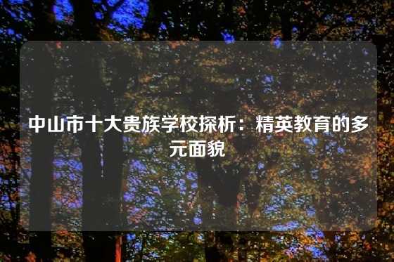 中山市十大贵族学校探析：精英教育的多元面貌