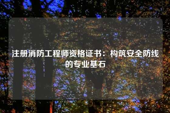 注册消防工程师资格证书：构筑安全防线的专业基石