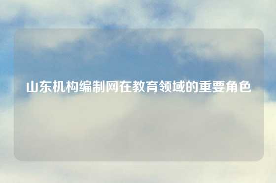 山东机构编制网在教育领域的重要角色